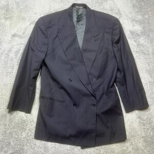 Vintage Emporio Armani Suit Jacket 50R Double Breasted Pinstripe Virgin Wool 90s